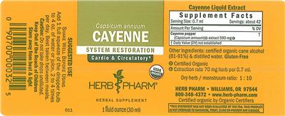 Photo of the Herb Pharm Cayenne label