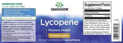 Photo of the Swanson Lycopene 10 mg label
