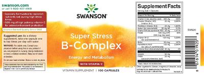 Photo of the Swanson Super Stress B-Complex with Vitamin C label