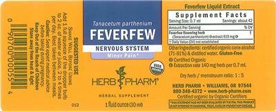 Photo of the Herb Pharm Feverfew label