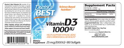 Photo of the Doctor's Best Vitamin D3 1000 IU label
