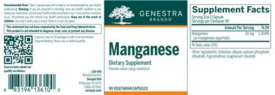 Photo of the Genestra Brands Manganese label
