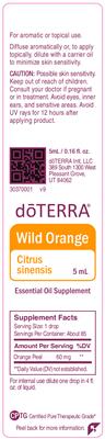 Photo of the doTERRA Wild Orange label