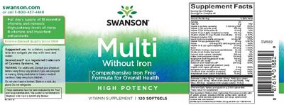 Photo of the Swanson Multi without Iron High Potency label