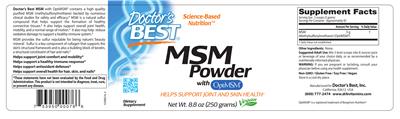 Photo of the Doctor's Best MSM Powder with OptiMSM label