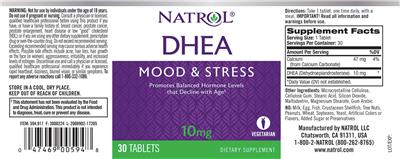 Photo of the Natrol DHEA 10 mg label