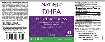 Photo of the Natrol DHEA 25 mg label