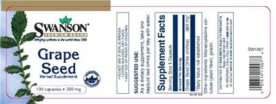 Photo of the Swanson Premium Brand Grape Seed 380 mg label