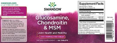 Photo of the Swanson Glucosamine, Chondroitin & MSM label