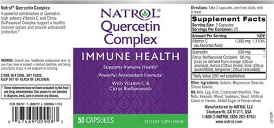 Photo of the Natrol Quercetin label