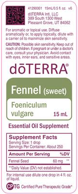 Photo of the doTERRA Fennel (Sweet) label