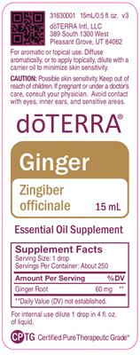 Photo of the doTERRA Ginger label