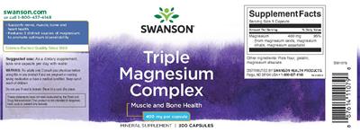 Photo of the Swanson Triple Magnesium Complex 400 mg label