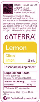 Photo of the doTERRA Lemon label