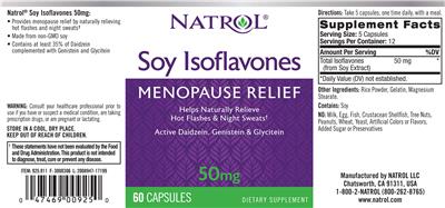 Photo of the Natrol Soy Isoflavones 50 mg label