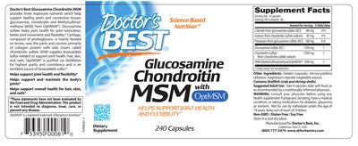 Photo of the Doctor's Best Glucosamine Chondroitin MSM with OptiMSM label