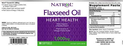 Photo of the Natrol Flaxseed Oil 1,000 mg label