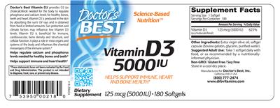 Photo of the Doctor's Best Vitamin D3 5000 IU label