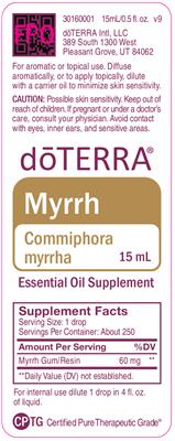 Photo of the doTERRA Myrrh label