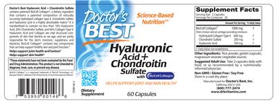 Photo of the Doctor's Best Hyaluronic Acid + Chondroitin Sulfate label