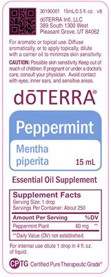 Photo of the doTERRA Peppermint label