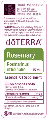 Photo of the doTERRA Rosemary label