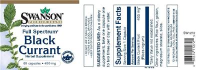 Photo of the Swanson Premium Brand Full Spectrum Black Currant 400 mg label