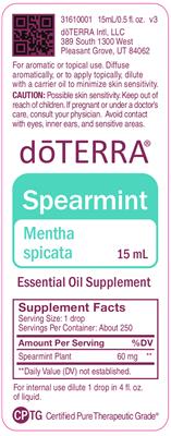 Photo of the doTERRA Spearmint label
