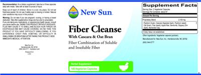 Photo of the New Sun Fiber Cleanse with Cascara & Oat Bran label