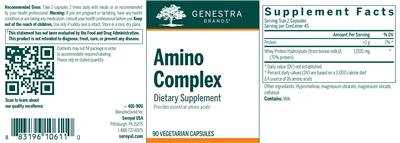 Photo of the Genestra Brands Amino Complex label