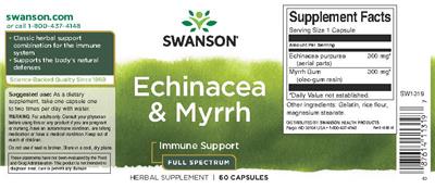 Photo of the Swanson Echinacea & Myrrh Full Spectrum label