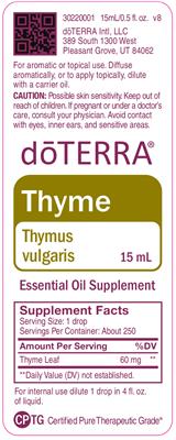 Photo of the doTERRA Thyme label