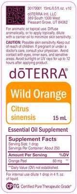 Photo of the doTERRA Wild Orange label