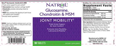 Photo of the Natrol Glucosamine, Chondroitin & MSM label