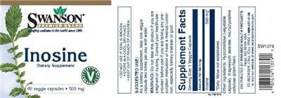 Photo of the Swanson Premium Brand Inosine 500 mg label