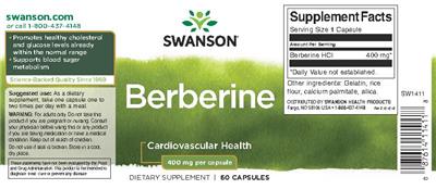 Photo of the Swanson Berberine 400 mg label