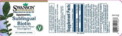 Photo of the Swanson Premium Brand Sublingual Biotin Natural Cherry Flavor label