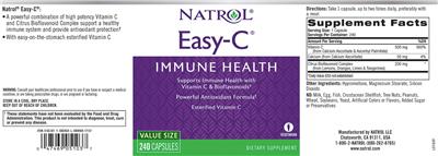 Photo of the Natrol Easy-C label