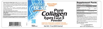 Photo of the Doctor's Best Pure Collagen Types 1 and 3 Powder label