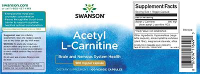 Photo of the Swanson Acetyl L-Carnitine 500 mg label