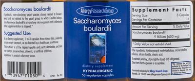 Photo of the Allergy Research Group Saccharomyces Boulardii label