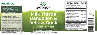 Photo of the Swanson Milk Thistle Dandelion & Yellow Dock label