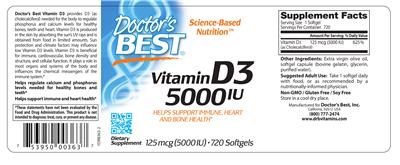 Photo of the Doctor's Best Vitamin D3 5000 IU label