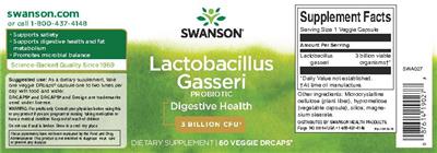 Product label for Lactobacillus Gasseri Probiotic