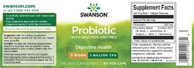 Product label for Probiotic with Digestive Enzymes