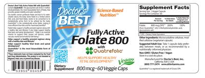 Fully Active Folate 800 with Quatrefolic 800 mcg のラベル画像（NIH DSLD）