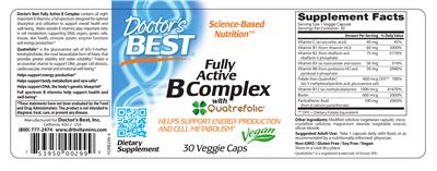 Photo of the Doctor's Best Fully Active B Complex with Quatrefolic label