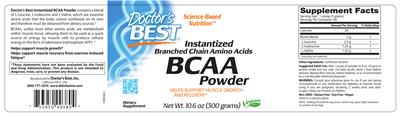 Photo of the Doctor's Best Instantized BCAA Powder label