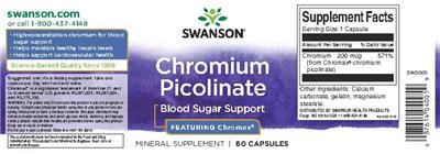 Photo of the Swanson Chromium Picolinate label