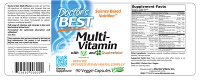 Photo of the Doctor's Best Multi-Vitamin with Vitashine D3 and Quatrefolic label